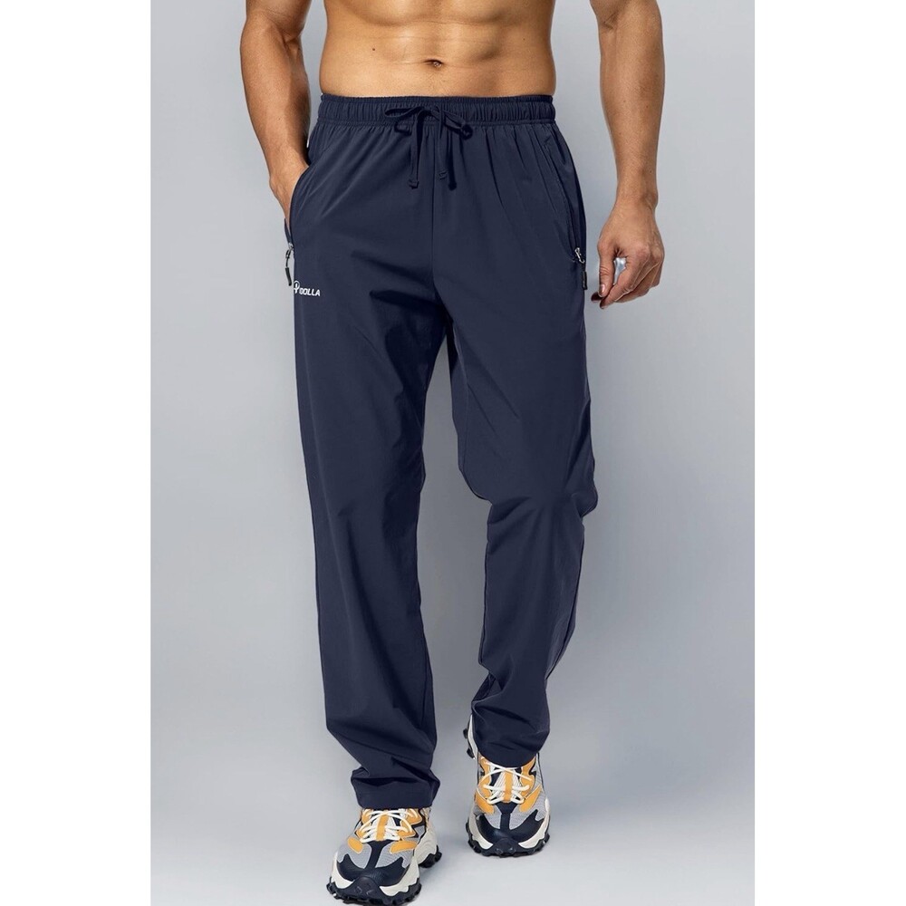 Pudolla Mens Athletic Training Hiking Jogging Pants XL Navy Blue Windbreaker EUC